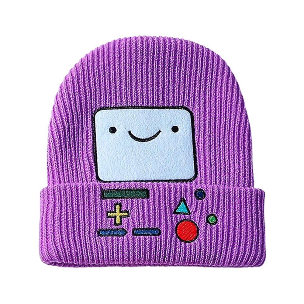 Embroidered Knitted Beanies Hat Game Machine Pattern Knitted Skull Bonnet Winter Cap  Unisex