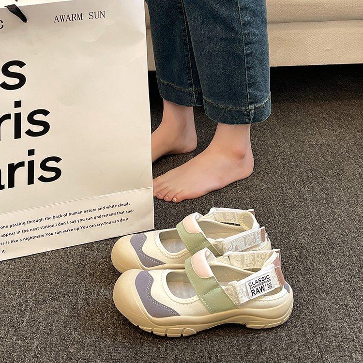 Ugly Cute Velcro Sandals Women's 2025 Summer New Korean Version Soft-soled Round Head Thick-soled Casual Sports Espadrilles