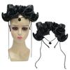 Halloween Antelope Horn Dark Rose Headband for Cosplay and Costume Party Decoration