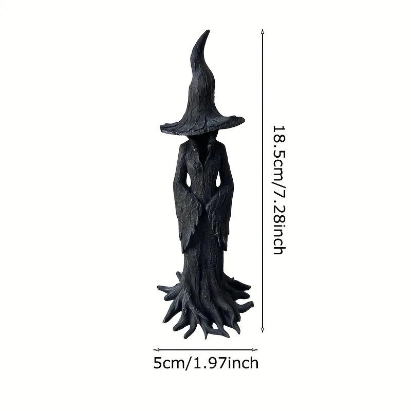 Retro Ghost Witch Statue Resin Desktop Home Decor Gothic Horror Figurine Halloween Party Decoration Scary Collectible Ornament