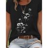 European Size Womens Watercolor Pure Floral Print Crew Neck Short Sleeve T Shirt Casual Spring Summer Top