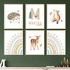 Custom Baby Name Nordic Poster Squirrel Bird Rabbit Number Alphabet Wall Art Print Canvas Painting Wall Pictures Kids Room Decor