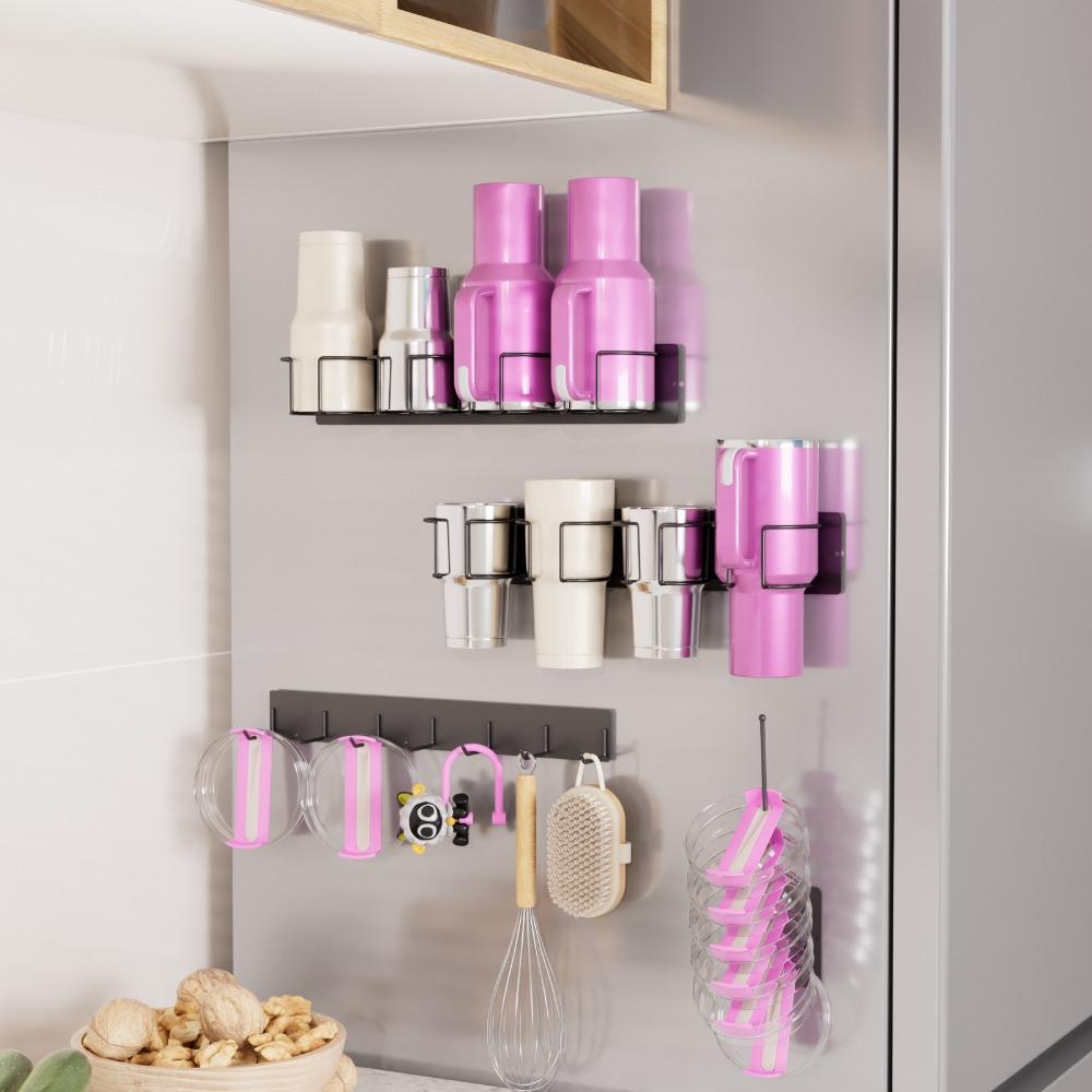 New Magnetic Cup Holder Practical Carbon Steel Water Bottle Organizer Cup Storage Organizer Holder Refrigerator