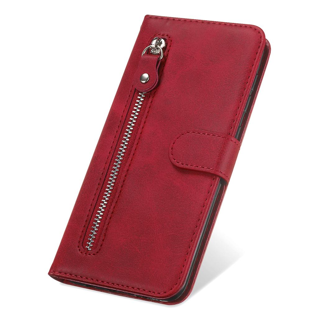 For Oppo A78 4G Zipper Pocket Wallet Stand Phone Case Anti-drop Calf Texture Cover