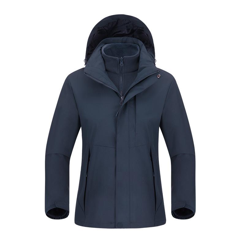 Silver Fox Velvet Liner Three-in-one Jacket for Men and Women Outdoor Windproof Waterproof Camping Warm Two-piece Jacket