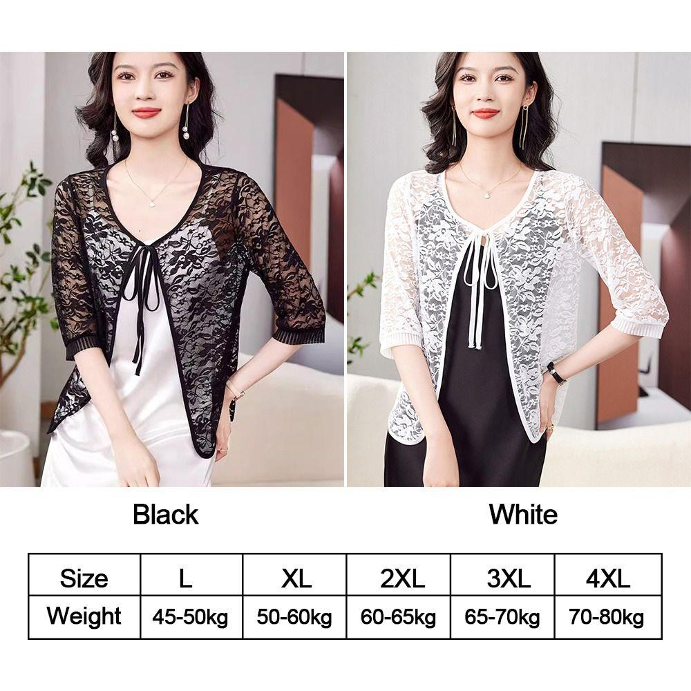 Breathable Summer Women's Cardigan Tie Up Sun Protection Clothing Extra Large Mesh Shawl  for Women