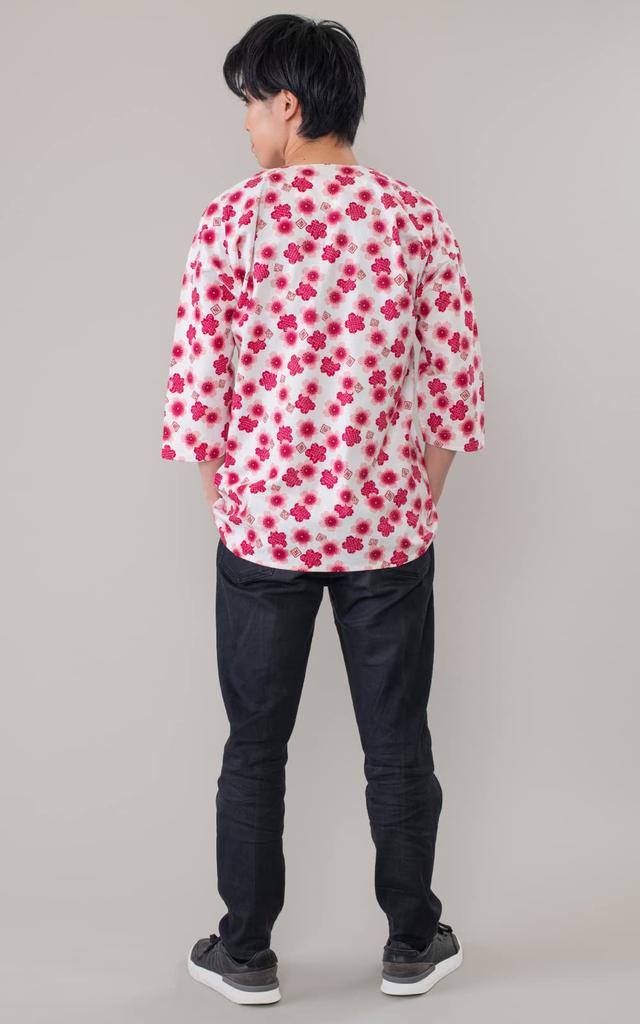 Koiguchi Made In Japan [Ai Ai] Shirt, 100% Cotton, (Ozakura (Pink), L)