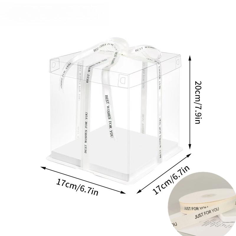 Gift Box With Ribbon Transparent Pastry Cake Box Birthday Cake Packaging Supplies Clear Candy Box Christmas New Year