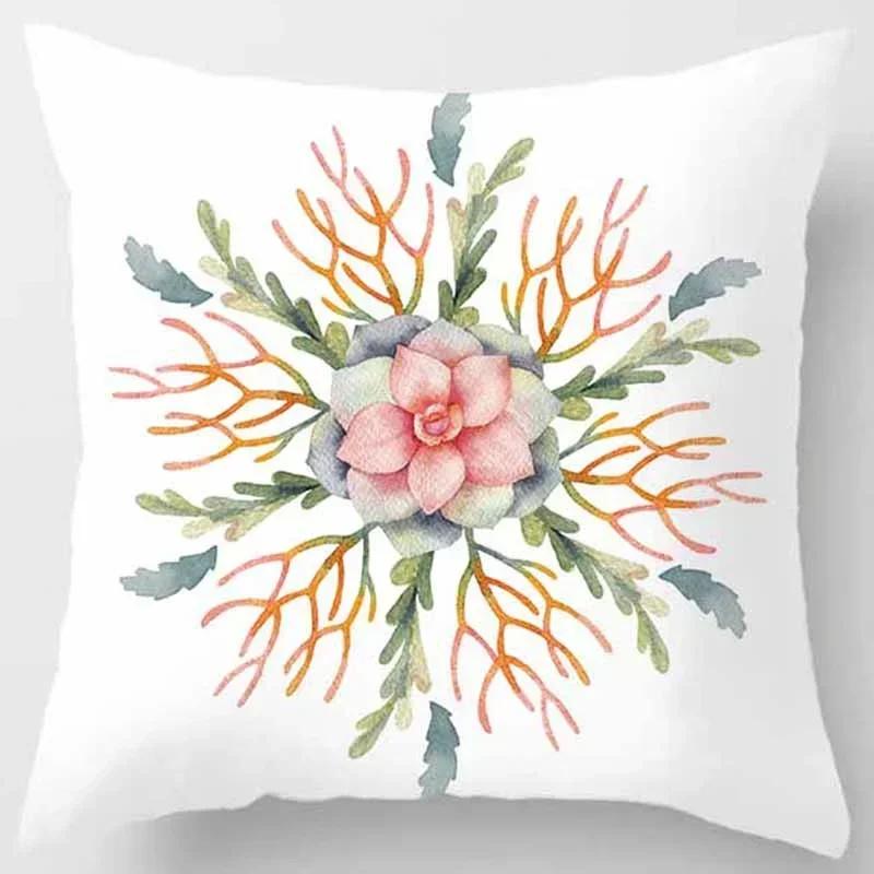 Car Sofa Cushion Cover Botanical Cactus Print Square Pillowcase Bedroom Home Decor