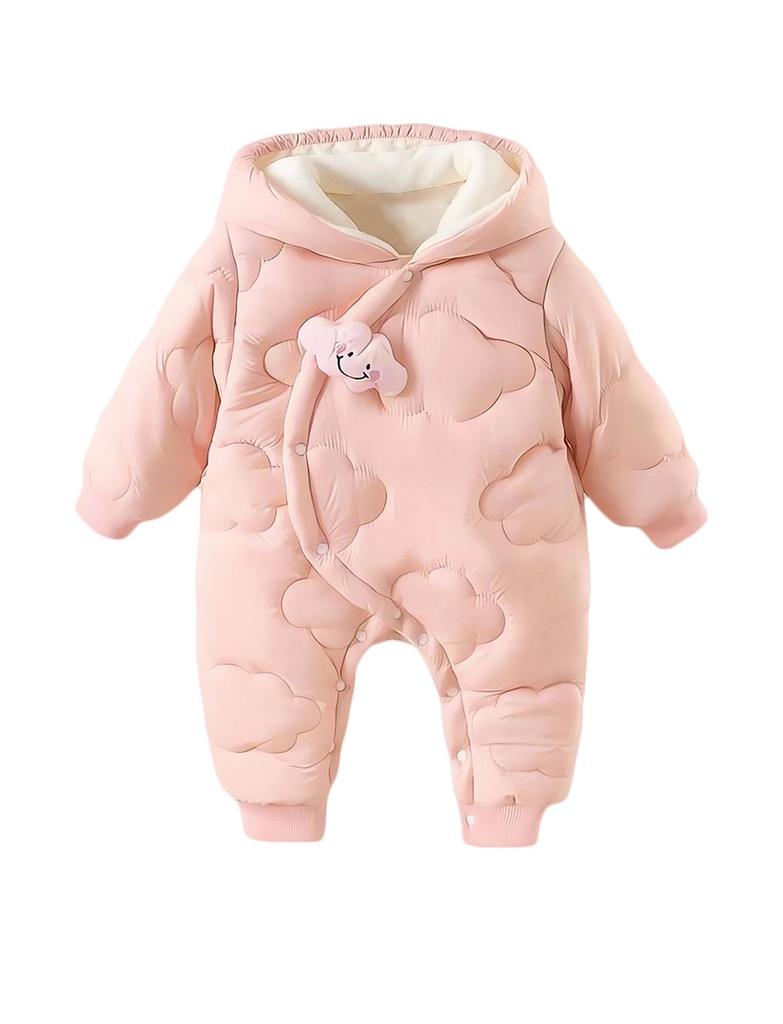 Maeau Baby Romper Thick Warm Long Sleeve Hooded Jumpsuit for Open Down Kigurumi Jumpsuit for Girls and Perfect Gift for Baby Shower or 73cm Coverall,
