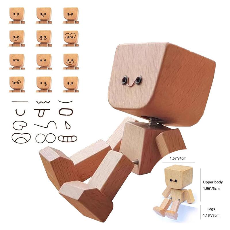 Kinetic Shaking Legs Wooden Figure: Wobbly Desktop & Car Dashboard Doll with Moving Legs - Fun Decorative Accessory