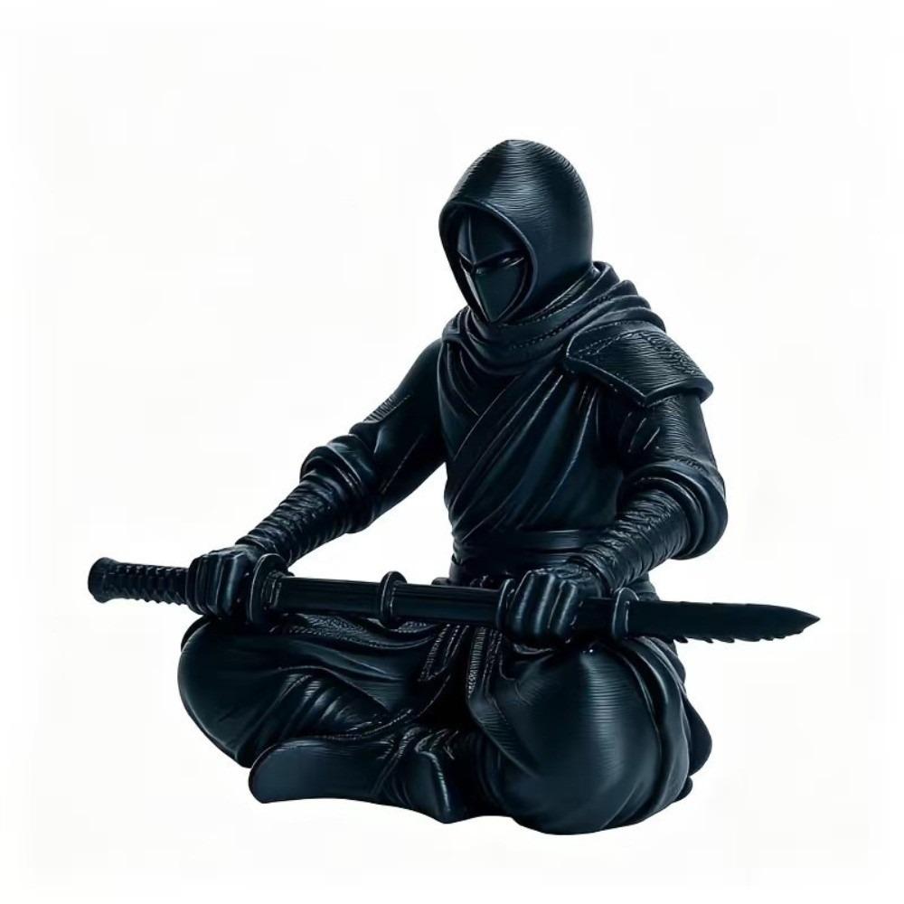 Sitting Pose Warrior Figurine 3D Printed Zen Statue Collection Ninja Ornaments  Gift