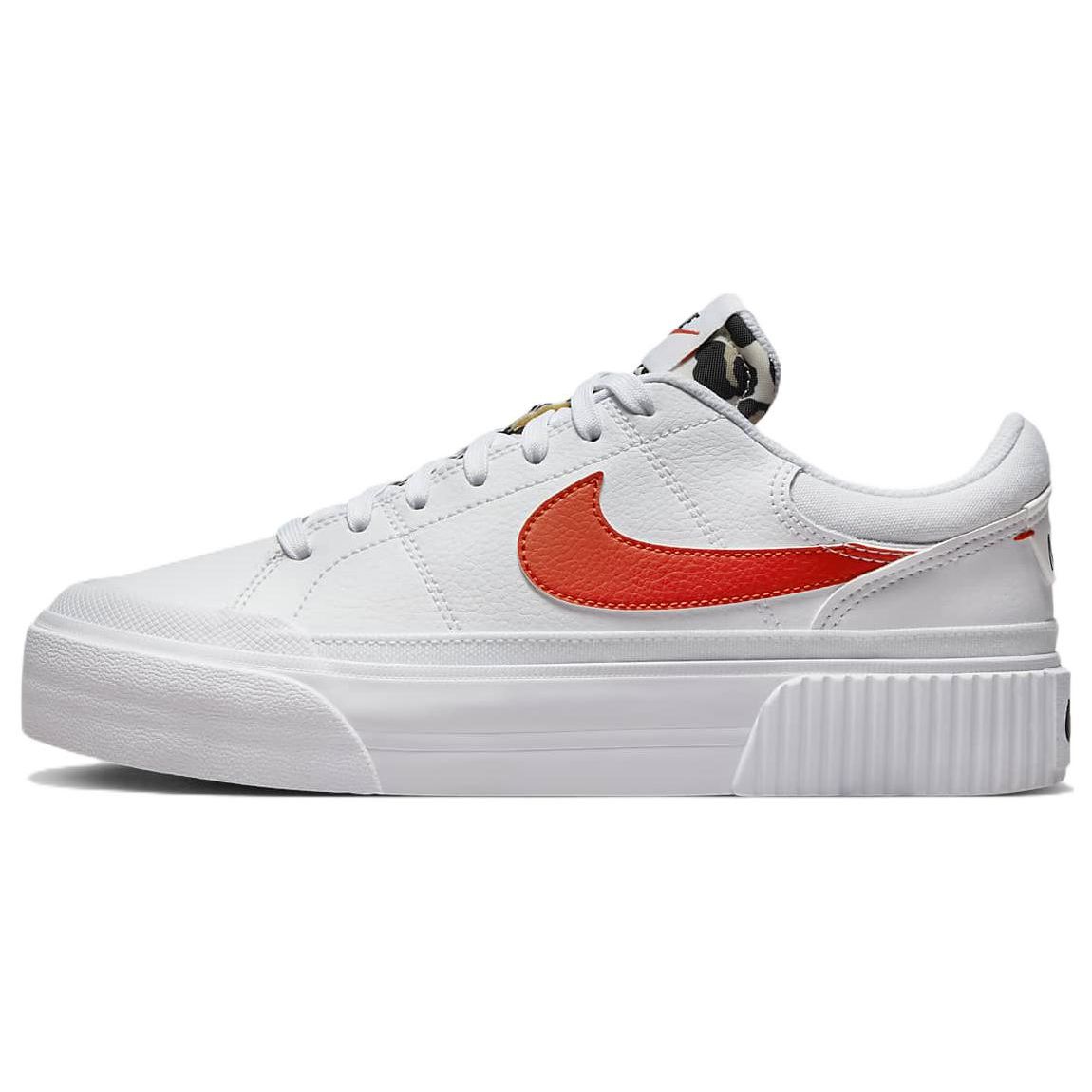 Nike  Court Legacy Lift White Leopard Women Sneakers Rattan Black Team-Orange DZ5203-100 42.5