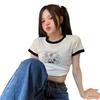 2026 Summer Korean Style Slim Fit Printed Cropped Short Sleeve Women's T-shirt