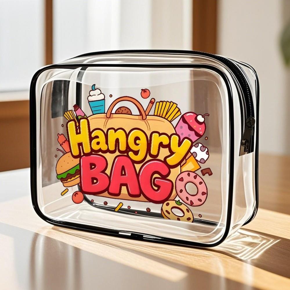 Portable Transparent Toiletry Handbag Waterproof Single-Sided Print USB Storage Bag PVC Zipper Essentials Organizer Travel Use
