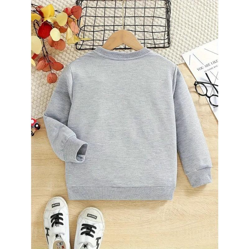 Girls' Stylish Casual Print Sweatshirt with a Round Neck