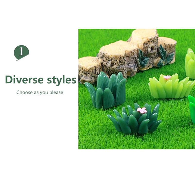 10Pcs Mini Resin Simulated Grass Pile Moss Micro Landscape Decoration Crafts Micro Landscape Garden Decoration Accessories