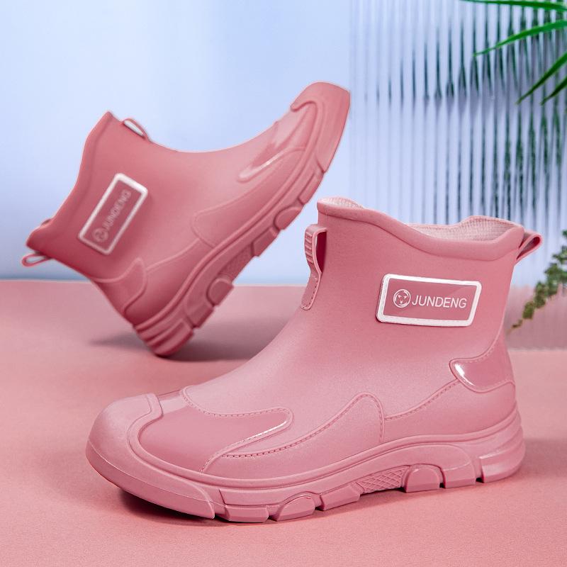 New waterproof and non-slip short tube men's rain shoes, outdoor platform work shoes couple