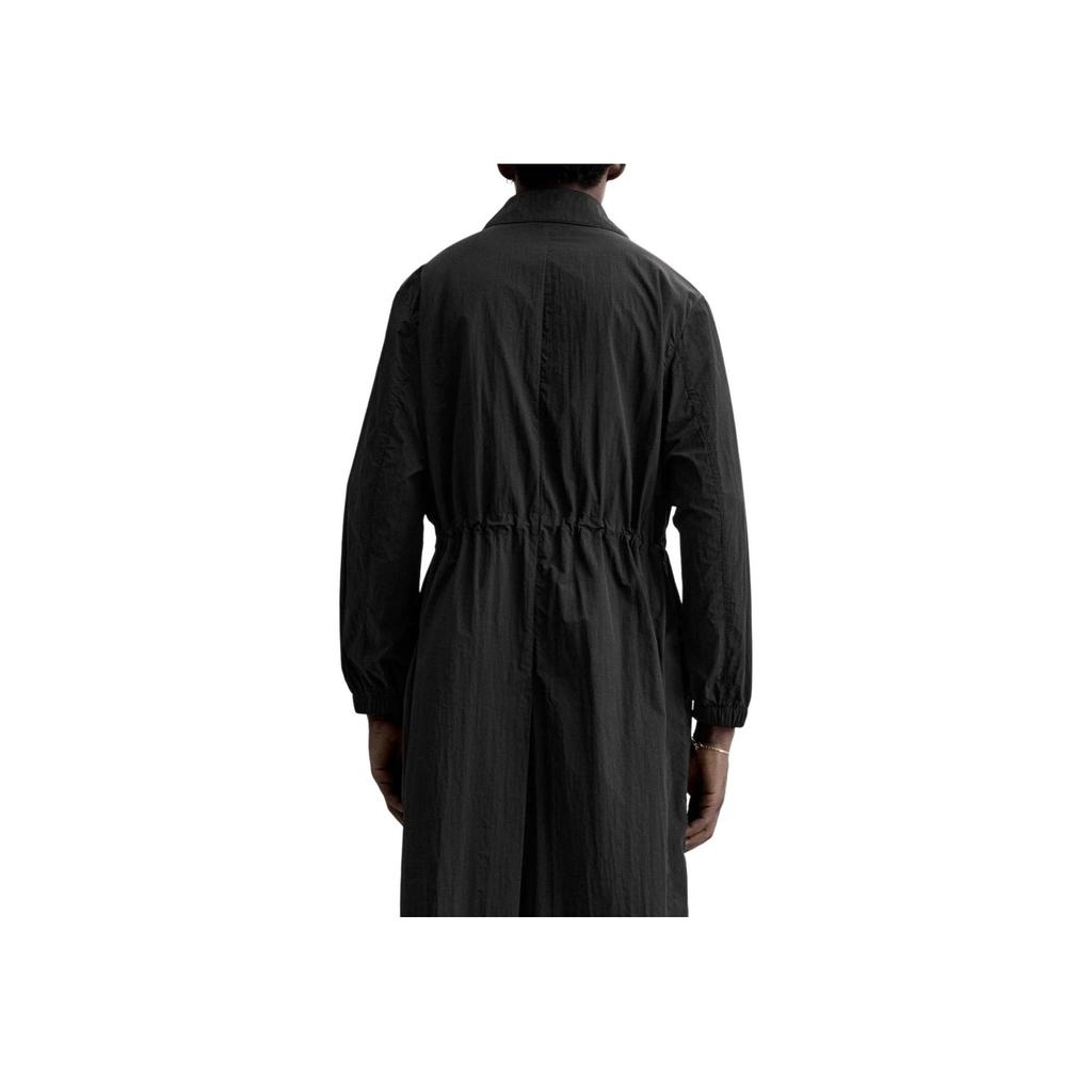 Zara Solid Color Simple Casual Comfortable Lapel Zipper Long Sleeve Mid-Length Coat Men coats Black 7627300-800