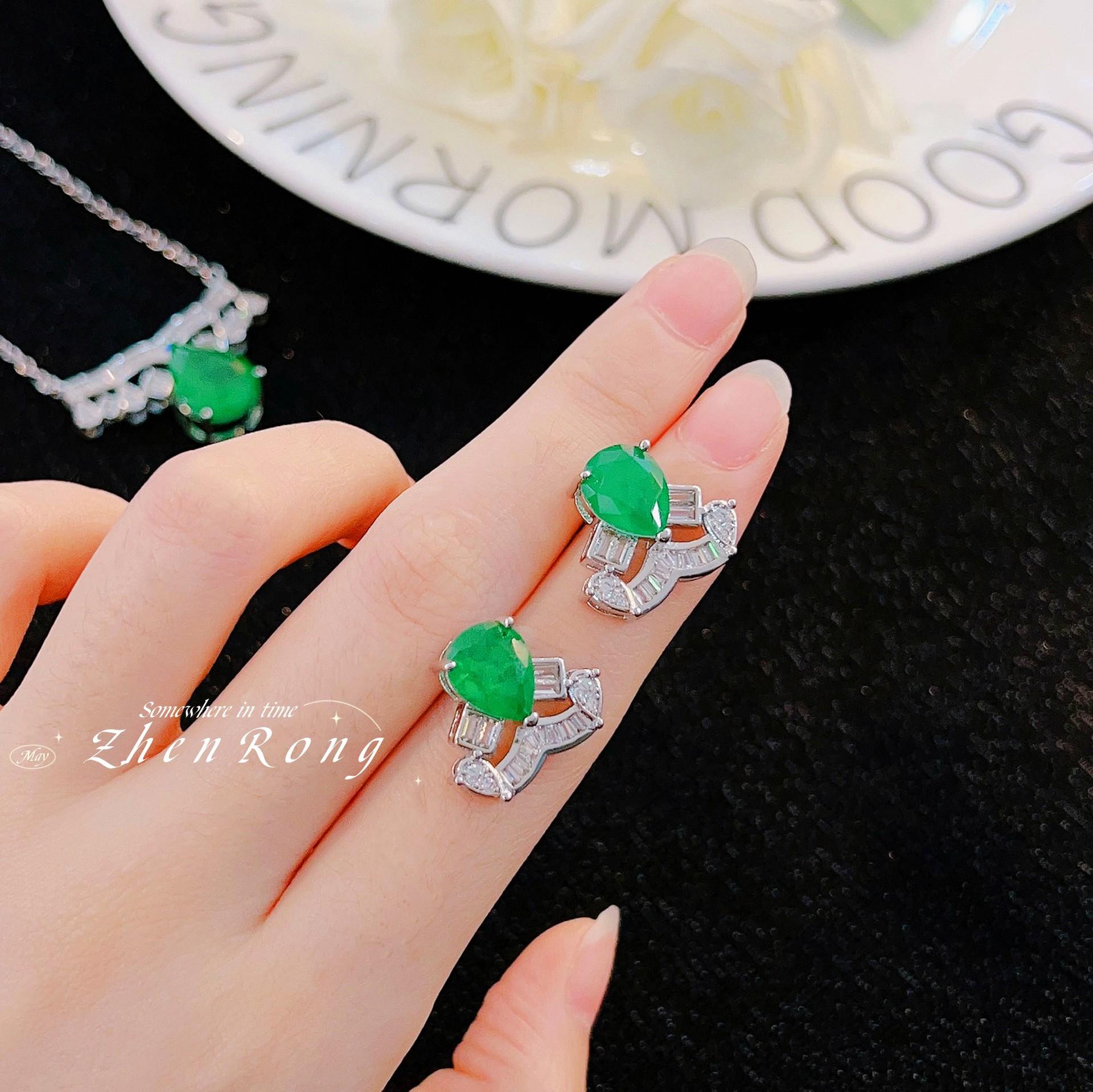 

BELLA BOX Легкий роскошный комплект из хлопка с изумрудами, подходит для повседневной женской вечеринки, модных ювелирных изделий