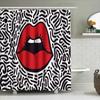 Hippie Lip Print Shower Curtain Waterproof Bathroom Decor Modern Design Black White Red Pattern 3D Printed Fabric Shampoo Bottle