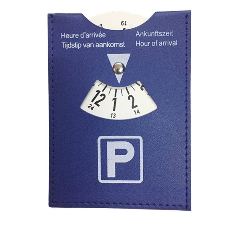 

Blue PU Leather Parking Disc 4 Language Version Durable & Water-Resistant Arrival Timer for Car - Universal European Design