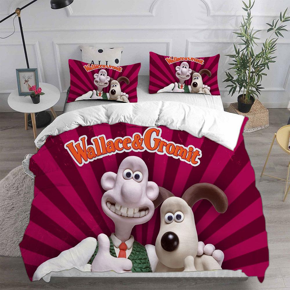 Wallace & Gromit Bedding Sets Comforter Quilt Bed Cover Duvet Cover Pillow Case 2-3 Pieces Sets Kids Adult Size