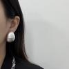 French Retro High-End Fashion Light Luxury Temperament Women'S Silver Metal Brushed Texture Design Sense Niche Stud Earrings