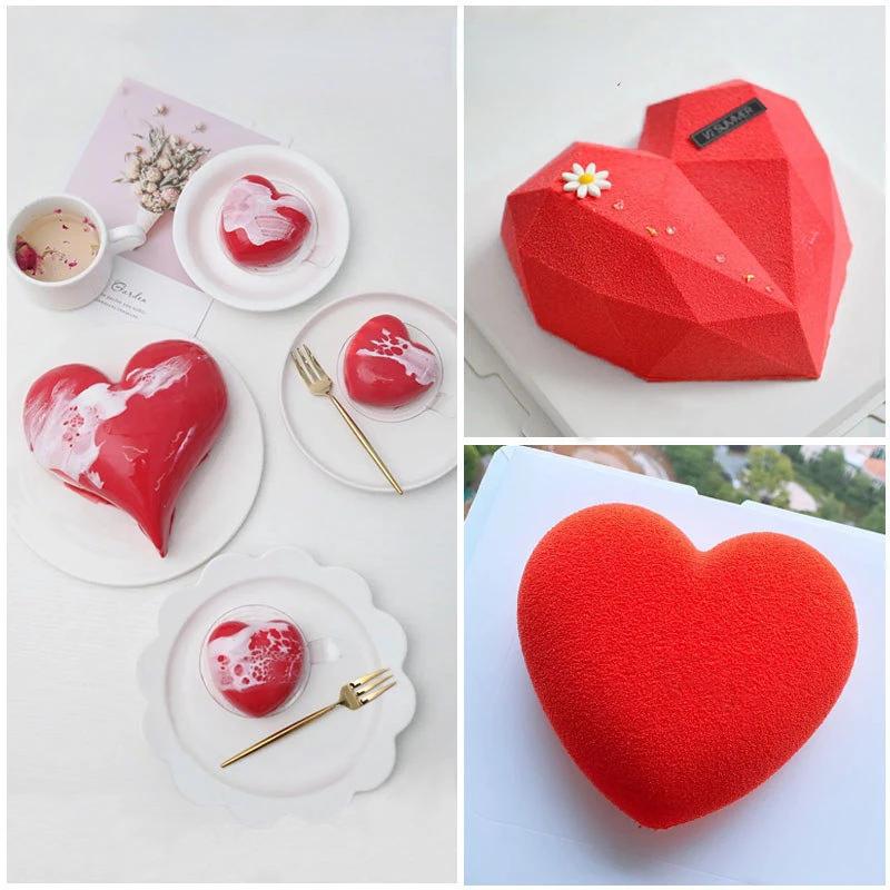 SHENHONG Heart Shaped Mousse Pastry Moulds Silicone Cake Molds Valentine's Day Rose Dessert Baking Tools Kitchen Bakeware