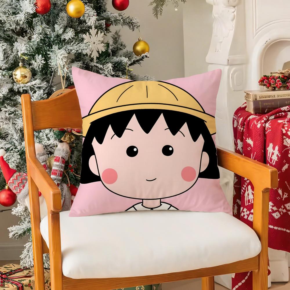 

C-Chibi M-Maruko Chan Pillow Case Silky Elegant Comfort Sofa Bed Invisible Zipper 30cmx30cm