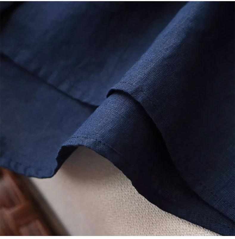 Women's Tencel Ramie Solid Color Long Sleeve Shirt - Early Autumn Casual Top