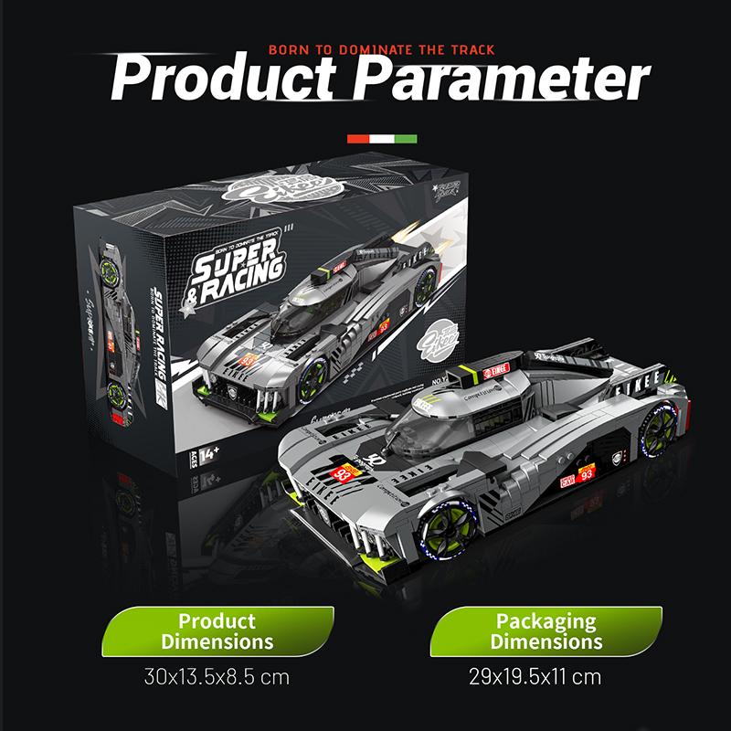 Eikee MOC City Flacără Mașină de Curse Model Blocuri de Construcție 16 Grile Vehicul Sport Cărămizi Jucărie pentru Copii Cadou Festival