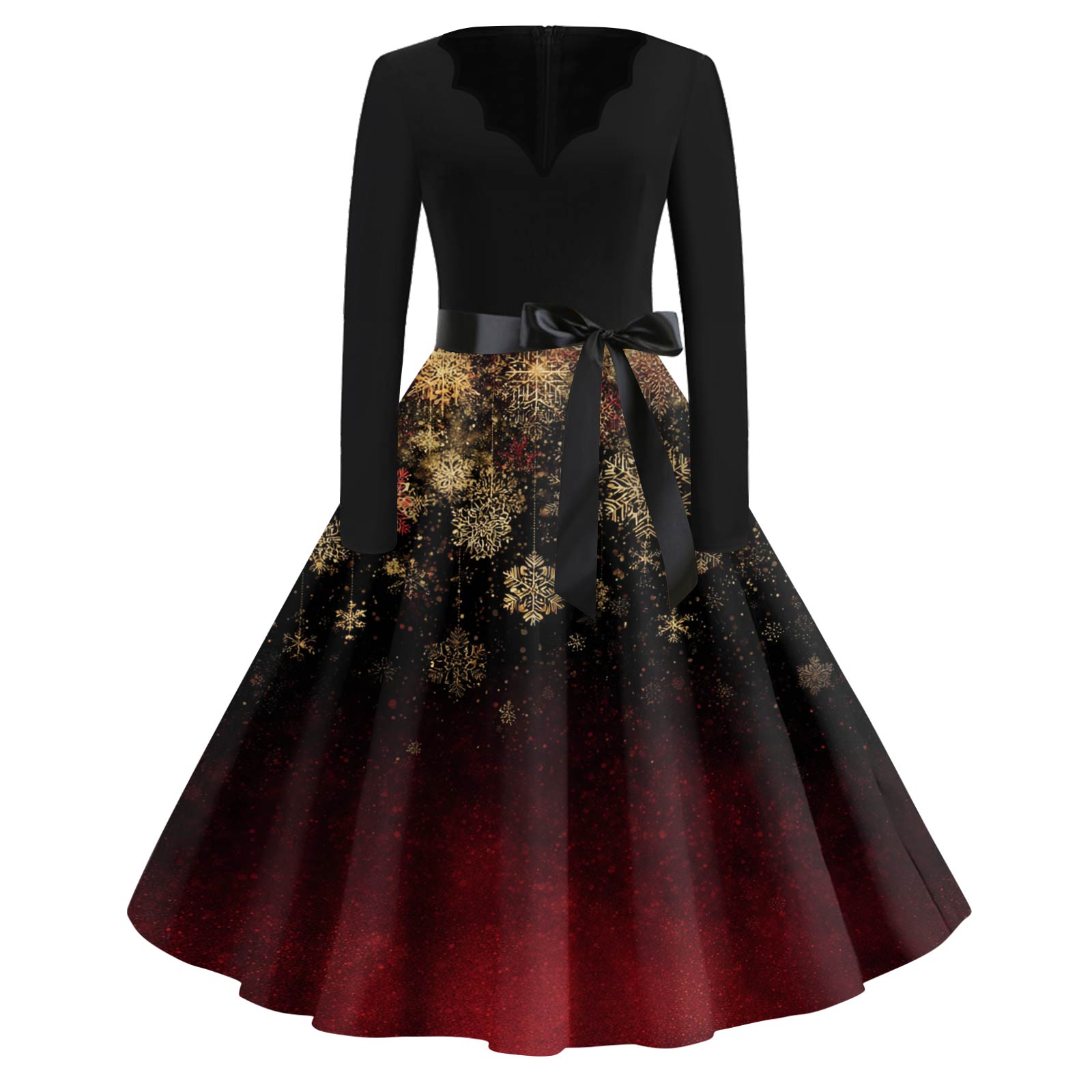 

Жіноча мода Сукня з V-подібним вирізом вільного крою з різдвяним принтом з довгим рукавом XXXXL