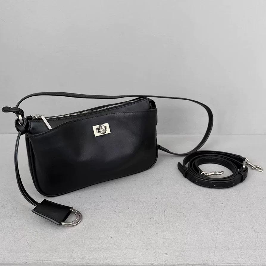 Bolsa Hobo Transversal Feminina de Couro Genuíno 2025 de Alto Nível com Fecho