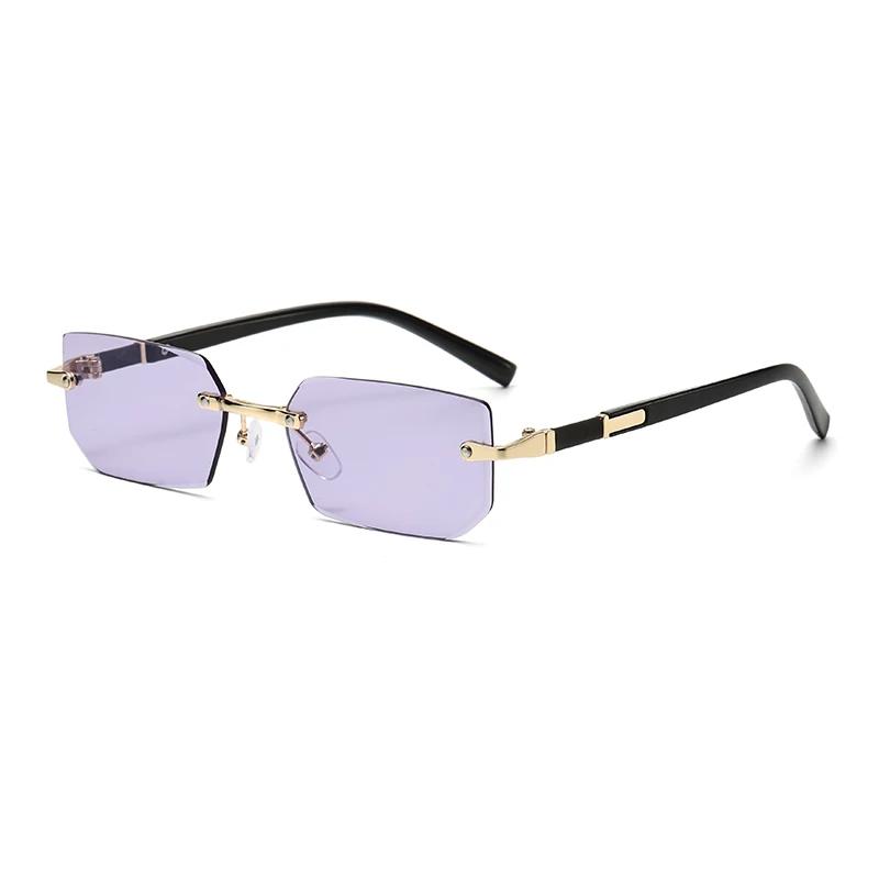 Trendy Rimless Sunglasses for Male Latest Female Stylish Frameless Rectangle Sun Eyeglasses Vintage Shades Traveling Eyewear UV400