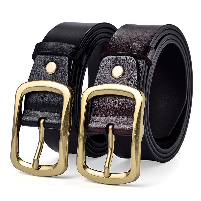 Popular Leather Belt Men's Cowhide Belt Leather Pin Buckle Casual Retro Pant Belt