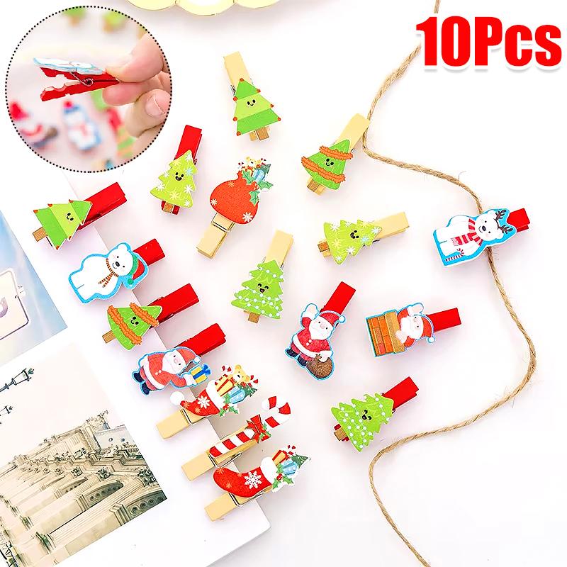 Cartoon Photo Display Decorated Odorless Christmas DIY Festive Atmosphere Gift Embellishment Wooden Clip Creative