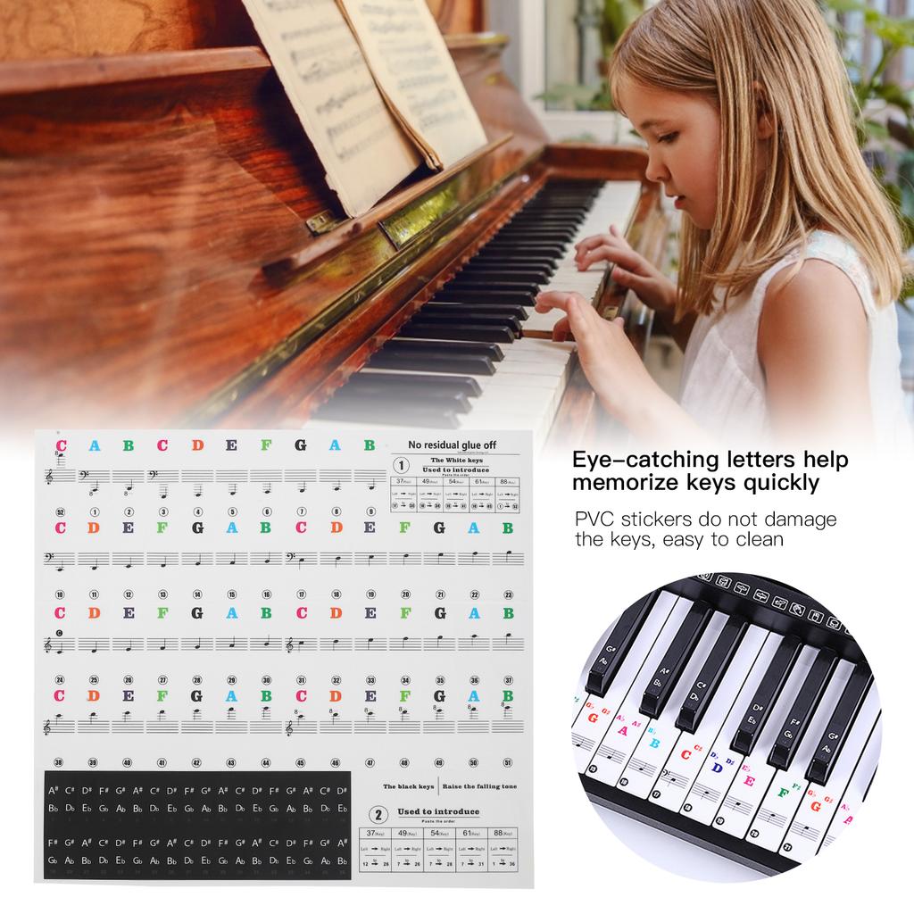 Piano Sticker Electronic Piano Removable Keyboard PVC Adhesive Staff Intonation Labels