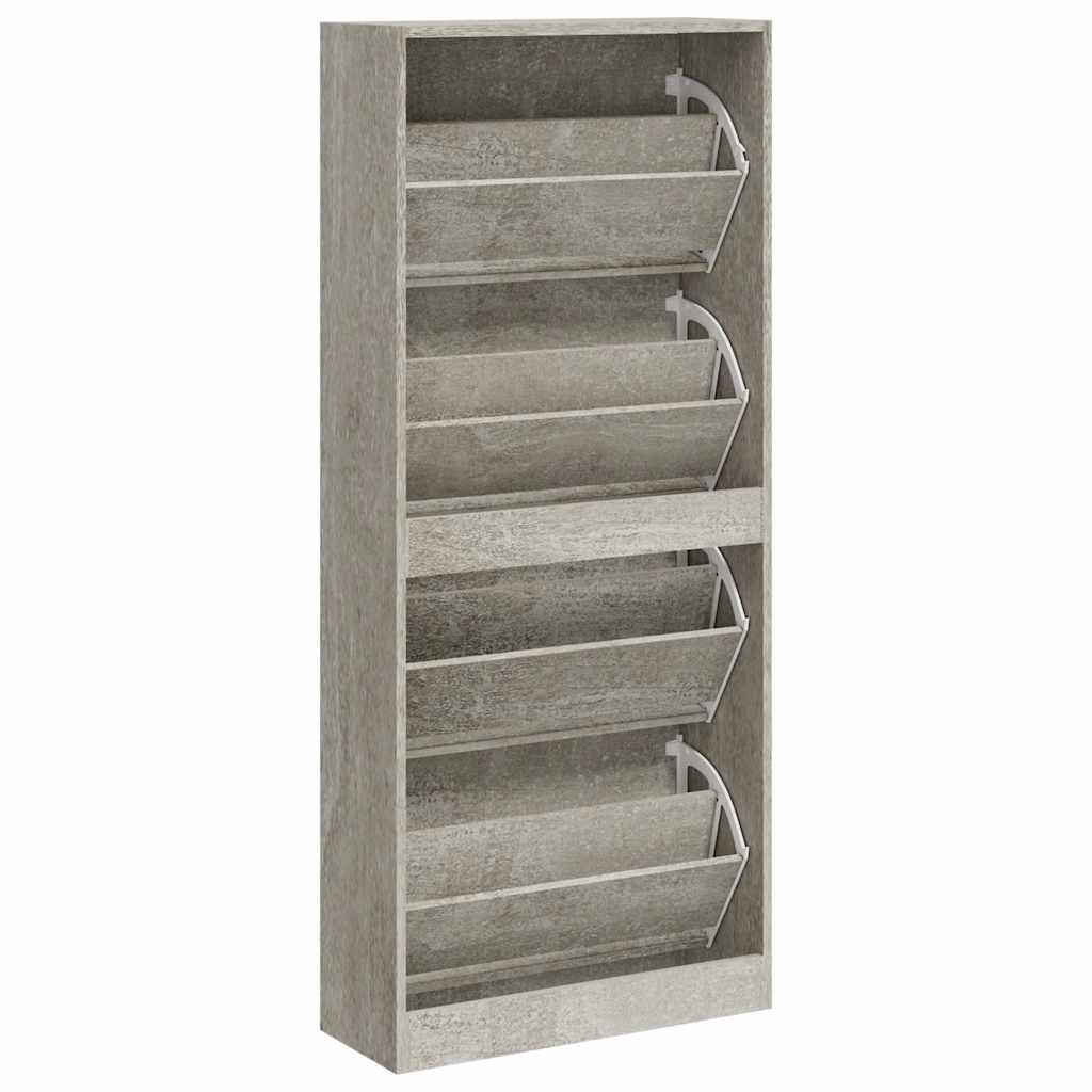 Shoe Cabinet Concrete Grey 63 X 24 X 147 Cm Particleboard