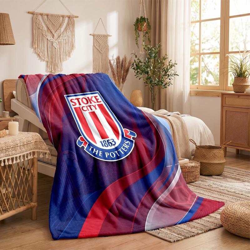 Stoke City Football Print Flannel Blanket Soft Warm Sofa Bed Throw Blanket For Home Office Bedroom