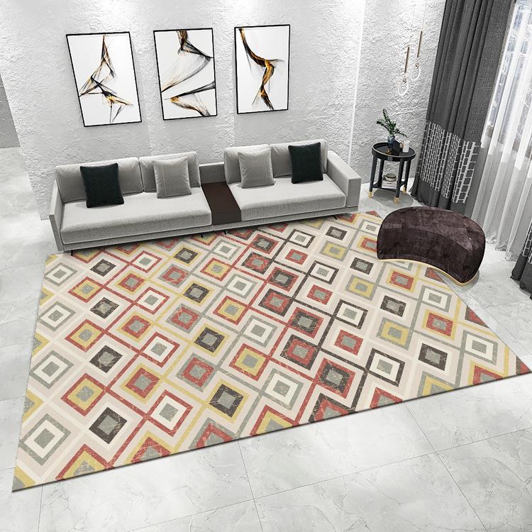 Moroccan Living Room Carpet Home Bedroom Anti-slip Rugs Diamond-shaped Line Decoration Rugs Multi-Size Ethnic Style Carpet