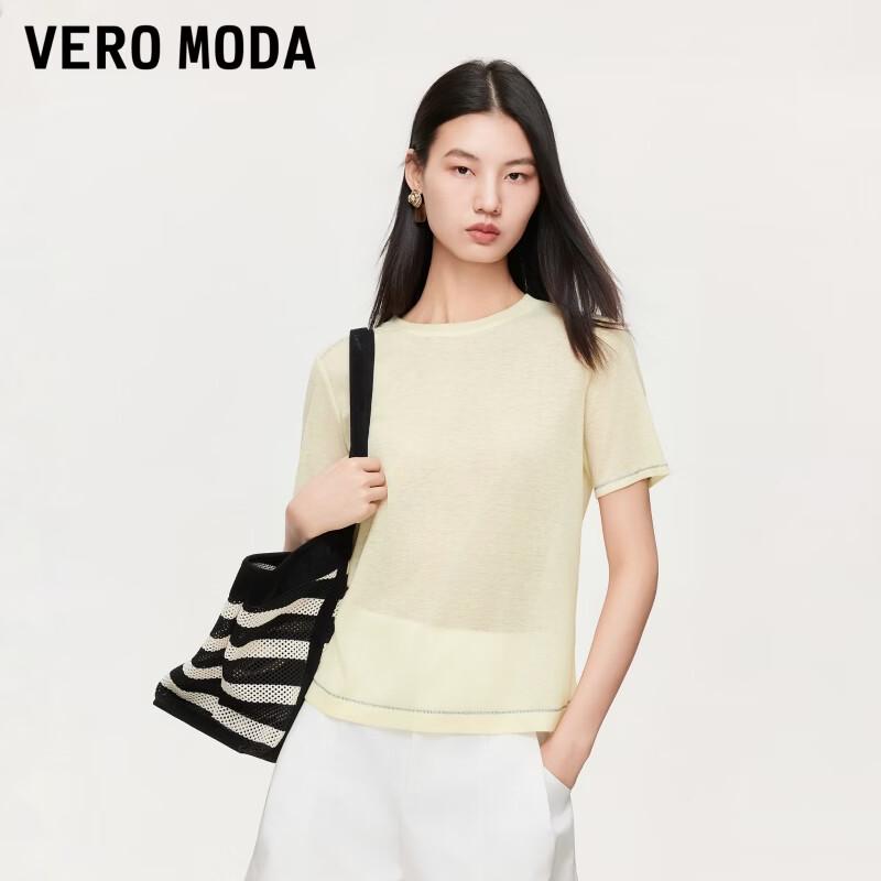 VEROMODA Women s Semi-Sheer Color-Block T-Shirt M