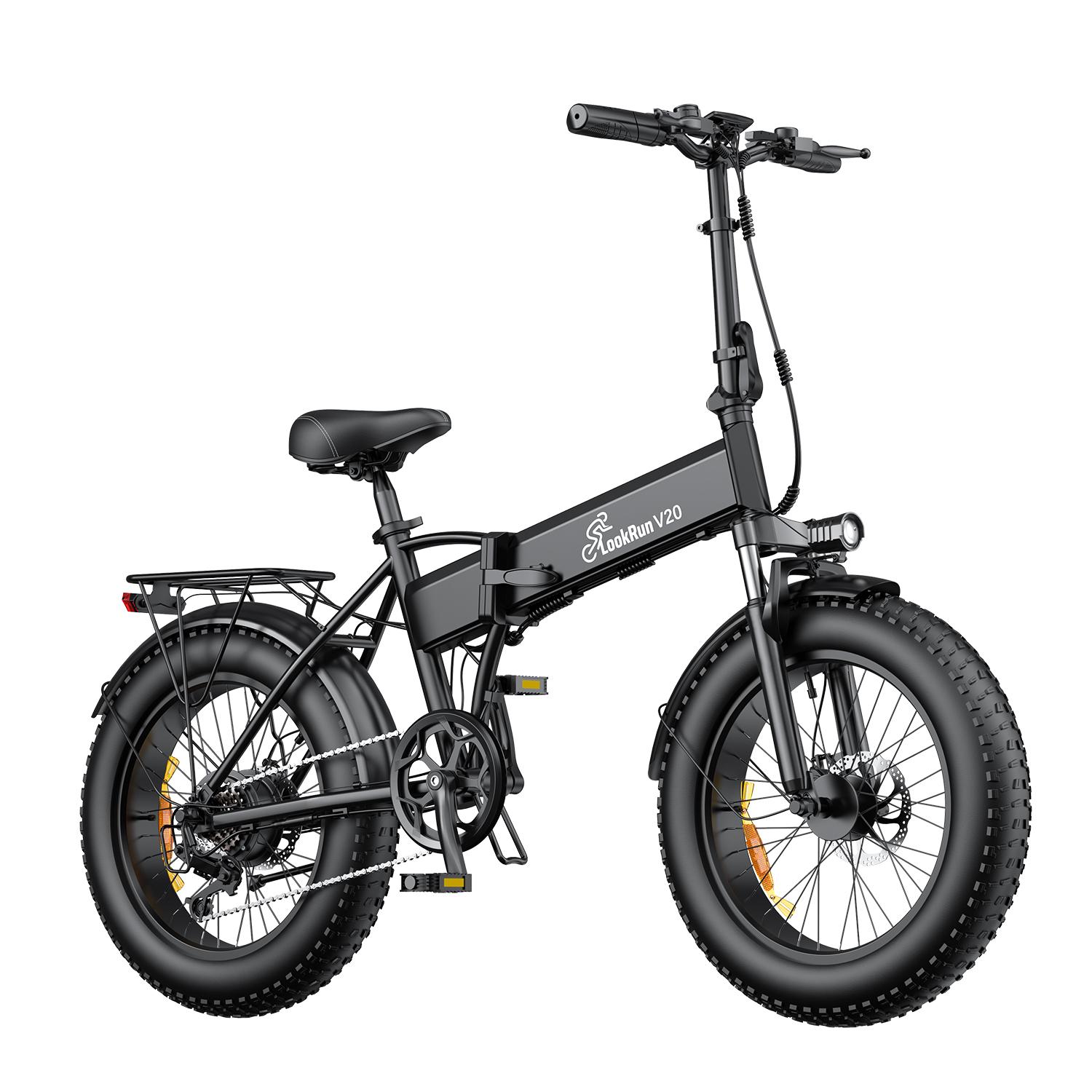LOOKRUN V20 Geländetaugliches Elektrofahrrad, 48V 15,6Ah Abnehmbarer Akku schwarz