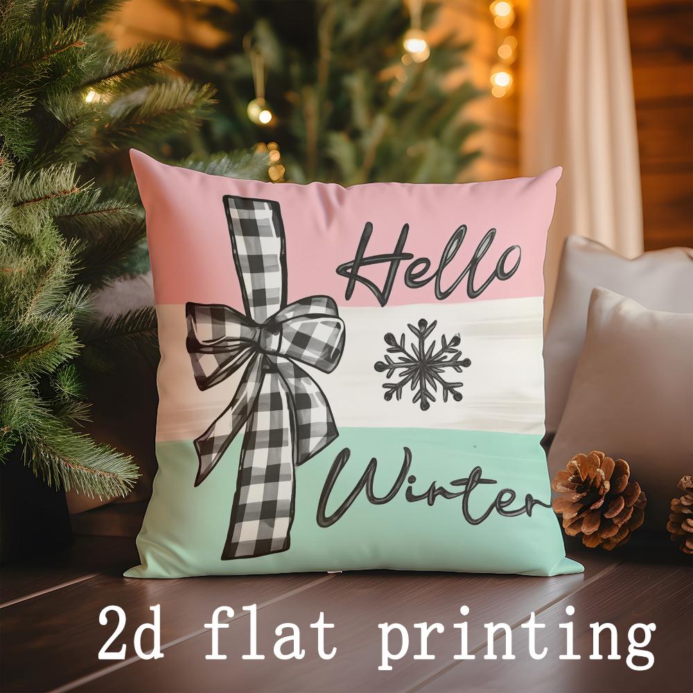 Home Decor Christmas & Winter Themed Decorative Pillows Pattern Cushion Cover Suitable for Sofa Bedroom Car Pillow Cover