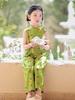 2026 Girls' Summer Chinese Style Sleeveless Qipao Set with Stand-up Collar