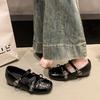 Mary Jane silver bow small single shoes women's 2025 new leather with skirt French light mouth flat ballet shoes