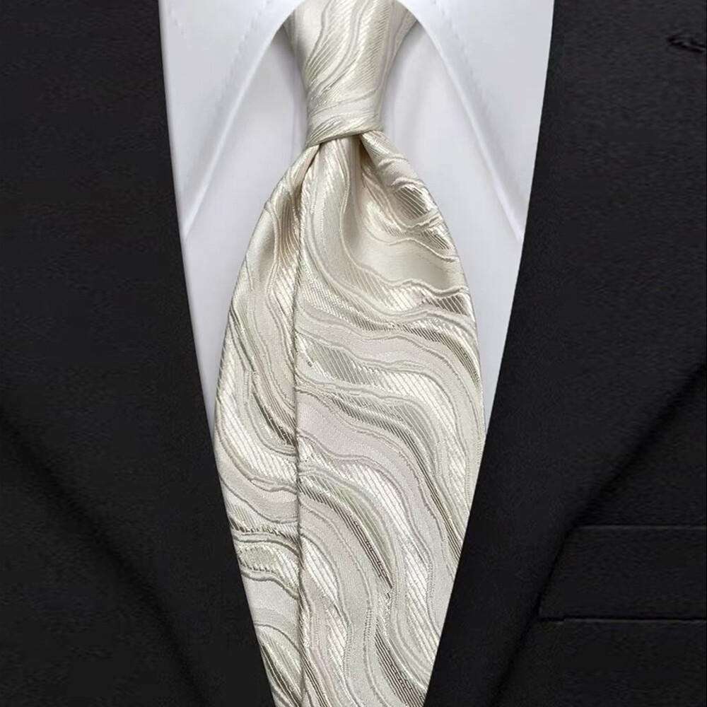 Fashion White 3D Wavy Striped Tie Jacquard Weave Slim 6CM Width Necktie Designer Mens and Women Ties
