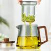 500/800ml Thickened and Heat-resistant Glass Teapot Brewing Tea Set with Wooden Lid Tea Strainer
