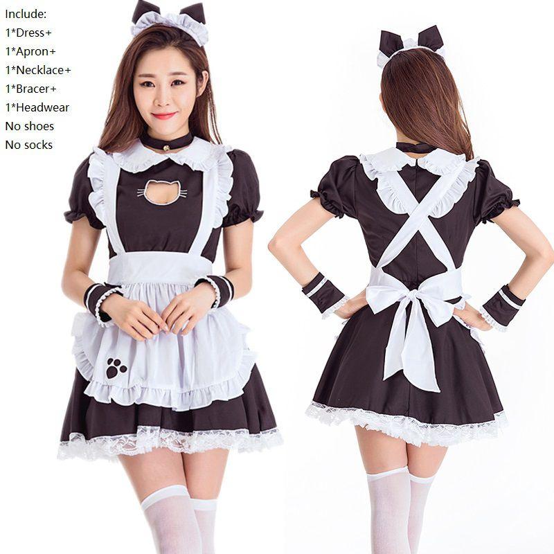 Cosplay Costume Womens Lolita Cat Maid Dress Halloween Party Skirt Bubble