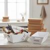 Set of 6 Large White Gift Basket With Ribbons and Handles for Birthdays Holidays Weddings Special Event